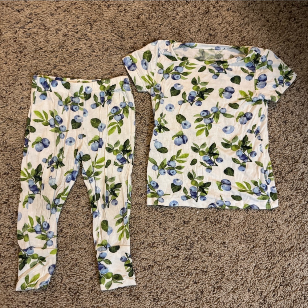 Post Peanut Kids Blueberry Carolina Print Pajamas Set